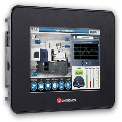 Unitronics UniStream Built-in series US5, multi-function programmable touchscreen HMI with built-in UniCloud.